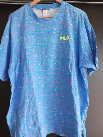 FILA 물결 무늬 T셔츠 빈티지 형광색