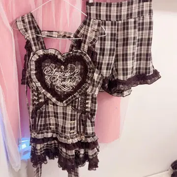 LIZLISA 하트 에이프런 점프스커트 셋업
