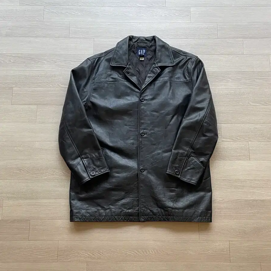 105] Old Gap Leather Car Coat Black (Marked XL) | Bunjang Global