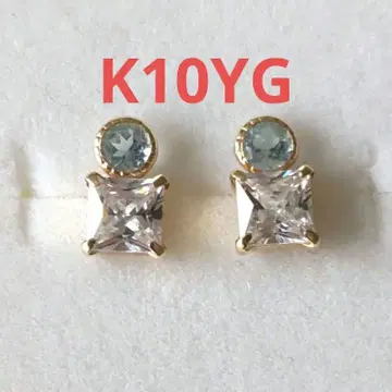 새상품급! [ K10YG ] 아쿠아 마린 크리스탈 스터드 귀걸이