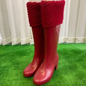 4 melissa 멜리사 롱 부츠 23.5cm 와인 레드 니트 커프 포함
