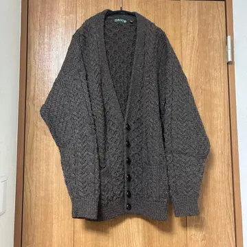 ORVIS 다크 브라운 케이블 니트 가디건
