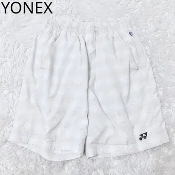 요넥스 하프 팬츠 그레이 격자 무늬 포켓 로고 허리밴딩 테니스