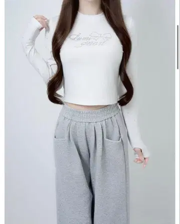루미뇽 Lumi bijou ribbon baby tee