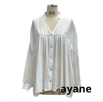 ayane 코튼 억양 개더 블라우스 오프화이트