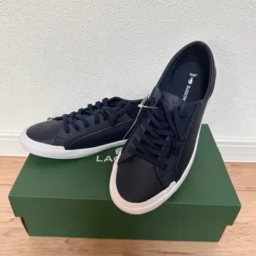 [미사용 새상품] LACOSTE 가죽 스니커즈 네이비 24.5-25.0