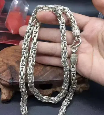 킹 체인 목걸이 70cm 6mm 94g 태국 실버 뜨개질 남성용