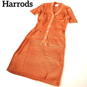Harrods 리브 니트 원피스 셋업 오렌지 이너 포함