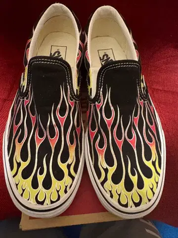 VANS 프레임 패턴 슬립온 26cm 파이어 패턴