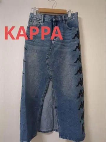 KAPPA 222 BANDA 데님 스커트 카파 사이드 자수 블루