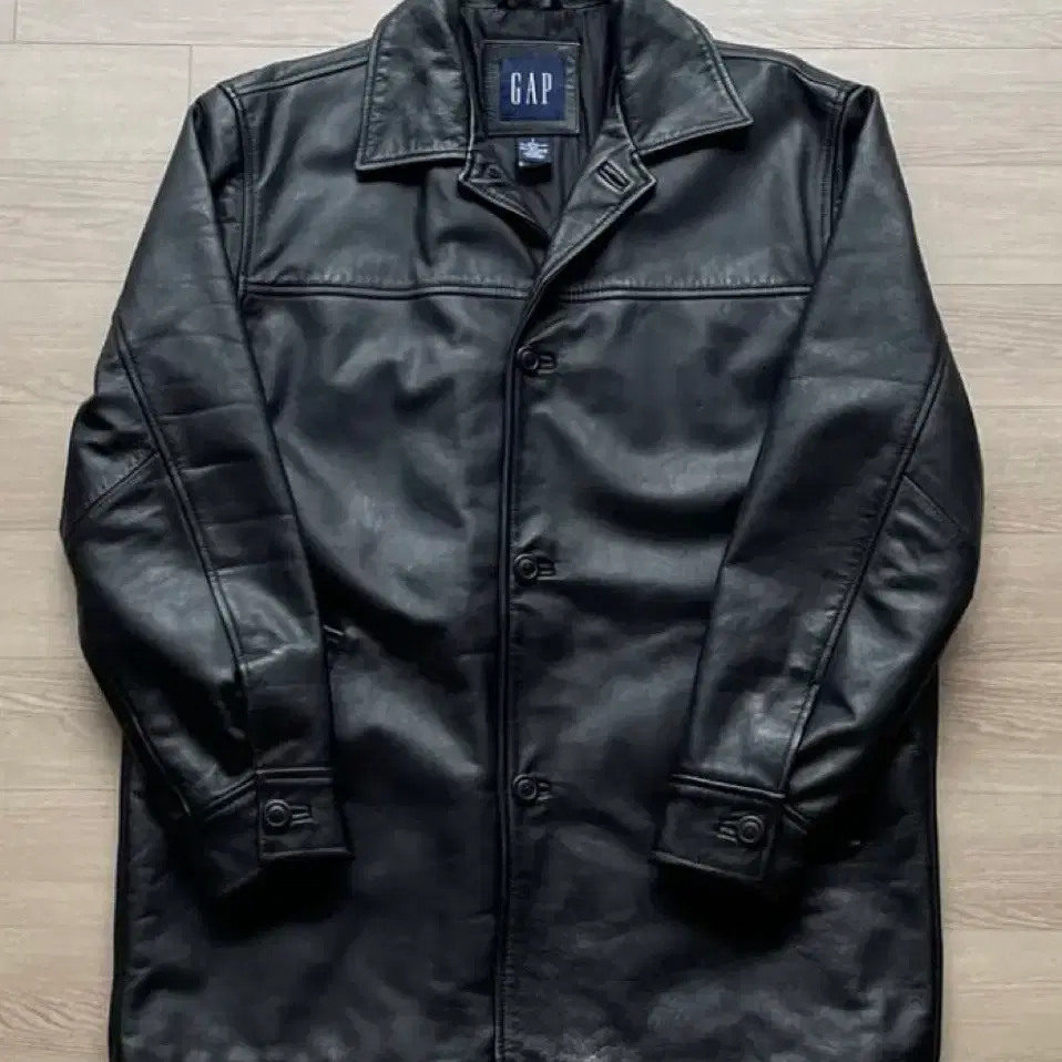 105] Old Gap Leather Car Coat Black (Marked XL) #올드갭,#레더