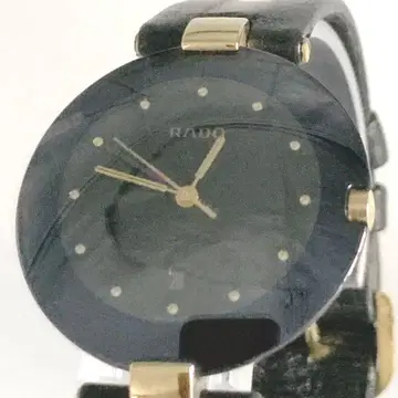 RADO 129.4075.4N 쿼츠 쿠폴 손목시계 골드 블랙 다이얼