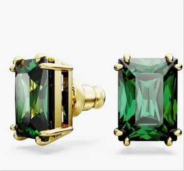 SWAROVSKI stilla 그린 x 골드 귀걸이 에메랄드 컷