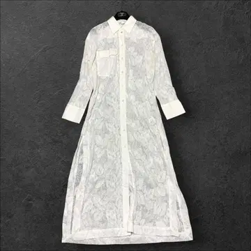 ZARA 자라 전체 레이스 셔츠 원피스 시어 자수 자카드 화이트