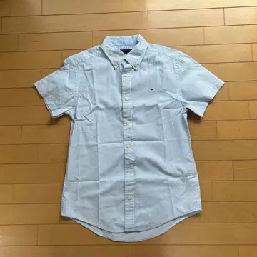 TOMMY HILFIGER 반팔 셔츠 L 스카이블루 스트라이프