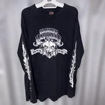 레어 90s 할리데이비슨 프레임 스컬 롱T