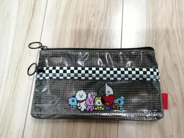 BT21 투명 파우치 체크 무늬