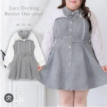[세일 진행 중] 유메텐보 레이스 도킹 원피스 5L 빅 사이즈 택 포함