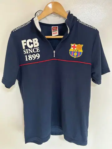 FC Barcelona 지퍼 피케 셔츠 네이비 팬츠 포함 상하의 세트