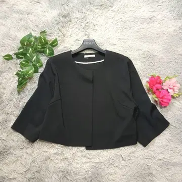 [로즈 티아라] 노카라 자켓 블랙 플레어 슬리브 포멀