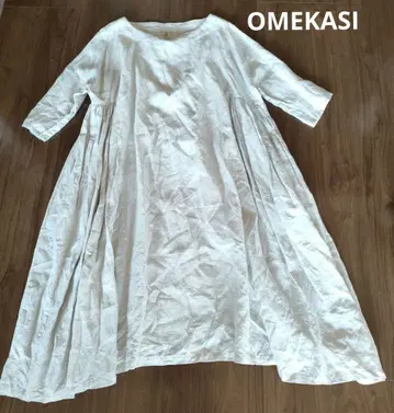 OMEKASI 린넨 와이드 원피스 사이드 개더 프리 사이즈
