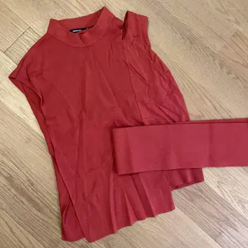 DRESSLAVE 빨간색 슬리브리스 터틀넥 38