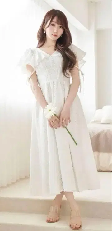 Rosemuse cotton lace flare dress White