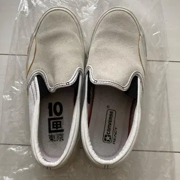 CONVERSE REACT 슬립온 화이트 스웨이드