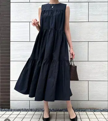 아메노치하레 볼륨 티어드 드레스 Eden 블랙