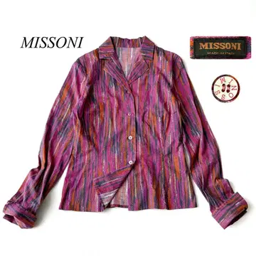 MISSONI 올 패턴 블라우스 긴팔 로고 버튼 이탈리아제