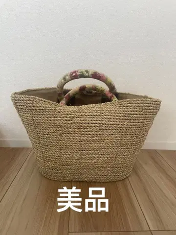 꽃무늬 핸들 바구니 토트백