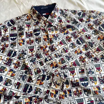 TOMMY HILFIGER 문장 올 패턴 긴팔 셔츠 버튼 다운 멀티 컬러