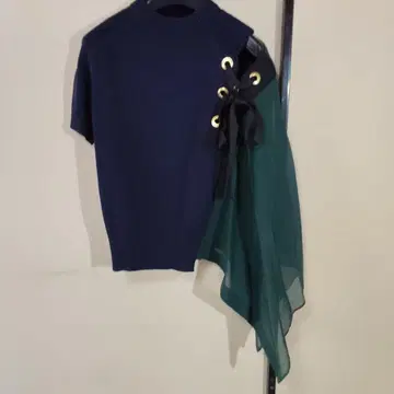 sacai 19SS 비대칭 니트탑 리본 아이렛