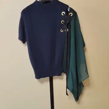 sacai 19SS 비대칭 니트탑 리본 아이렛