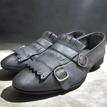 산토니 Santoni 프린지 더블 몽크 드레스 슈즈 그레이