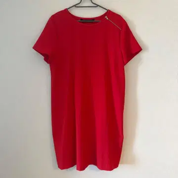 ZARA BASIC 반팔 무릎 기장 원피스 L 레드