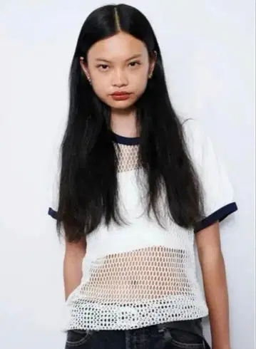 아스클리어 INSCRIRE 메쉬 래글런 T셔츠 S 네이비