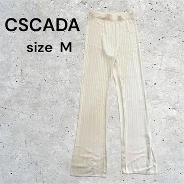 CSCAD 화이트 스트라이프 와이드 팬츠 M 사이즈