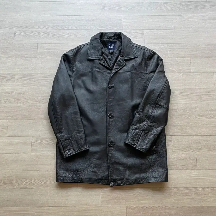 105] Old Gap Leather Car Coat Black (Marked XL) #올드갭,#레더