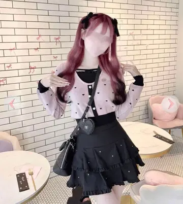 HONEYMEW 허니뮤우 2단 프릴 비쥬 스커트