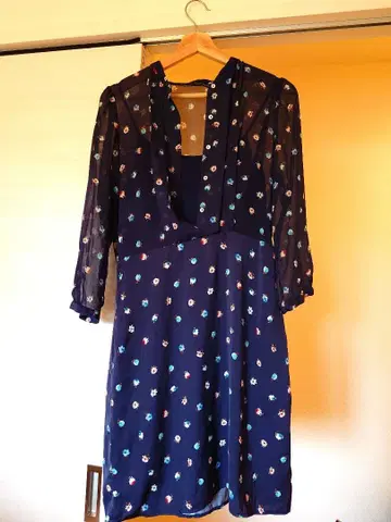 [ ZARA BASIC ] 네이비 꽃무늬 원피스 (이너 포함)