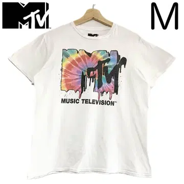 수입 구제 의류 2018년산 MTV 타이다이 프린트 T셔츠 남성용 M