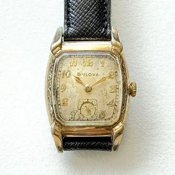 앤티크 Bulova 기계식 수동 와인딩 시계 골드/블랙 1950s 레어