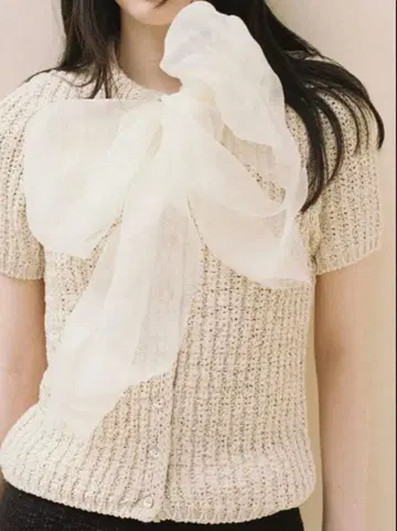 [ 당일 발송 ] [ 새상품급 ] ZARA 오간자 리본 니트탑