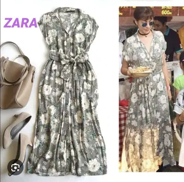 ZARA 꽃무늬 레이온 오리엔탈 플라워 롱 원피스 이와호리 세리 착용