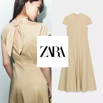 ZARA 베이지 리본 포함 원피스 백