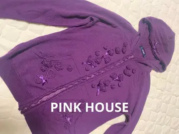 할인 PINK HOUSE 후드 부착 와인 레드 긴팔 가디건