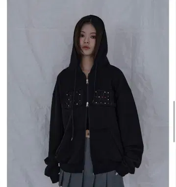 musinnsa 지퍼 후드티 블랙 후드 부착 후드티