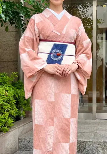 겐지모노가타리 톨 사이즈 유카타/여름 기모노 이치마츠 더스티 핑크