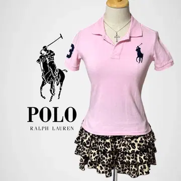 POLO 랄프 로렌 피케 셔츠 반팔 핑크 블랙 빅포니 Y2K